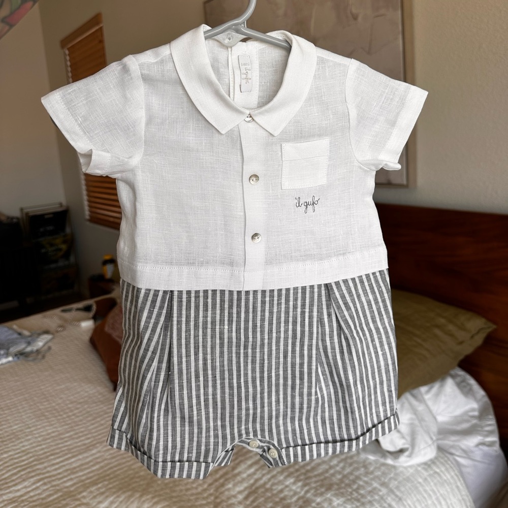Il Gufo Baby Boy Collared Romper
